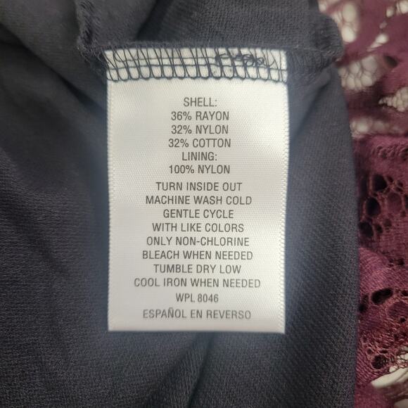 Charter Club Woman 2x Maroon Short Sleeve lace Knee Length Dress - Picture 5 of 6